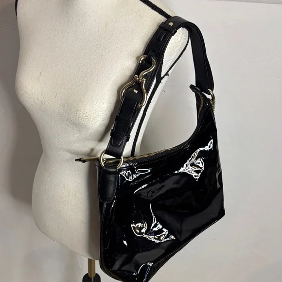 Cole Haan Elegant Black Patent Hobo Leather Women's Bag CH8402 - Picture 10 of 15